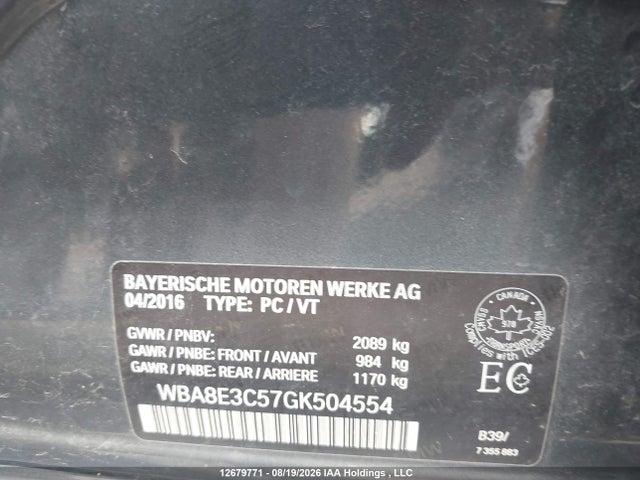 BMW 328i Xdrive 2016 WBA8E3C57GK504554 Image 9