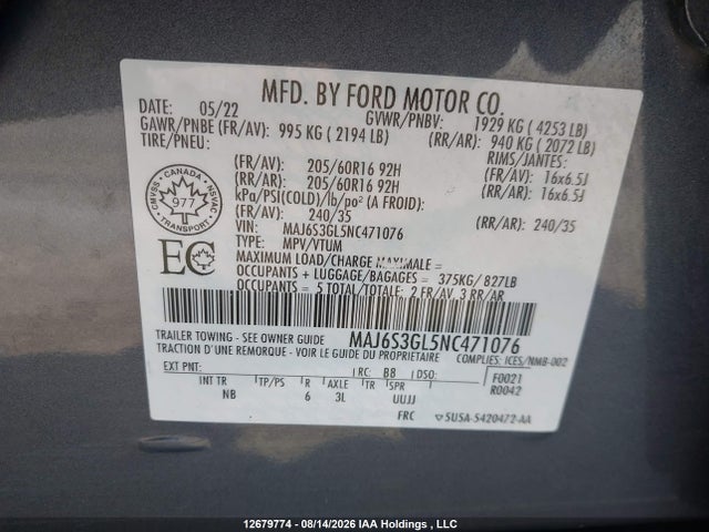 Ford Ecosport Se 2022 MAJ6S3GL5NC471076 Image 9