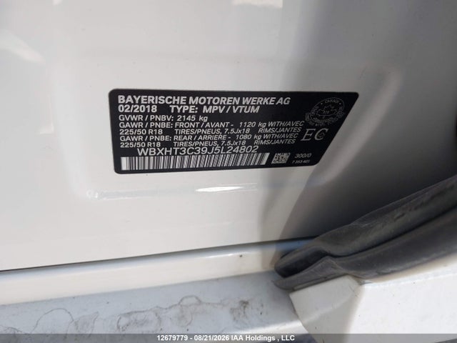 12679779 :رقم المزاد ، WBXHT3C39J5L24802 vin ، 2018 Bmw X1 Xdrive28i مزاد بيع
