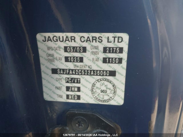 Aukcja sprzedaży 2003 Jaguar Xk8, vin: SAJFA42C532A36060, numer aukcji: 12679791
