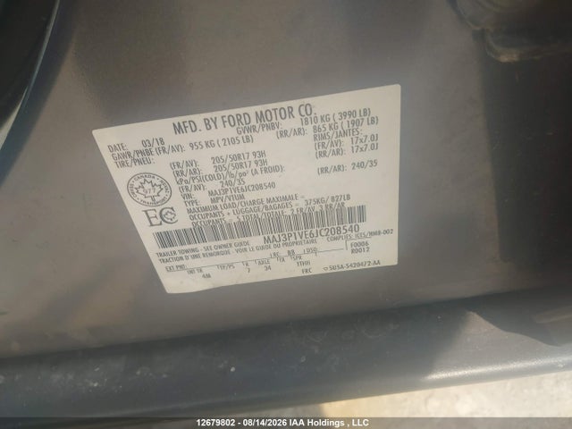 MAJ3P1VE6JC208540 Ford Ecosport Titanium