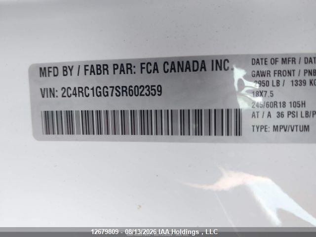 2025 Chrysler Pacifica Limited მანქანა იყიდება აუქციონზე, vin: 2C4RC1GG7SR602359, აუქციონის ნომერი: 12679809