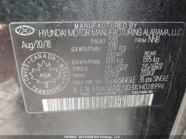 Hyundai Santa Fe Se 2019 5NMS2CAD3KH028996 Image 9