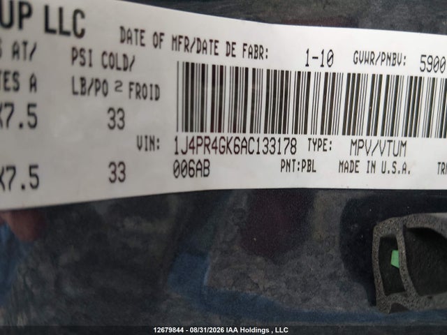 12679844 :رقم المزاد ، 1J4PR4GK6AC133178 vin ، 2010 Jeep Grand Cherokee Laredo مزاد بيع