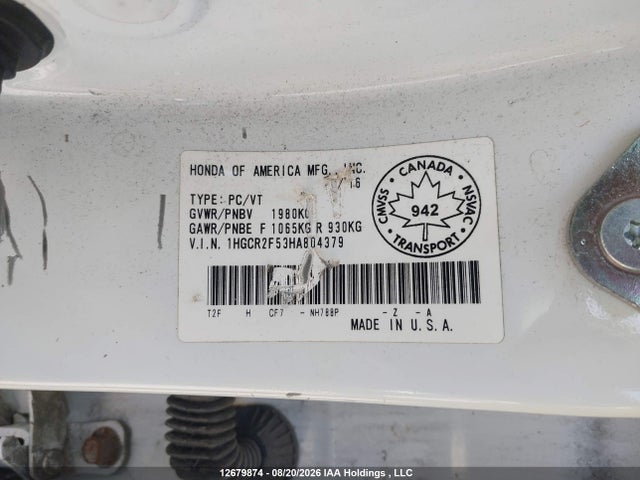 1HGCR2F53HA804379 Honda Accord Sport