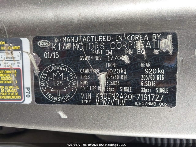 KNDJN2A20F7191727 KIA Soul Lx/lx+
