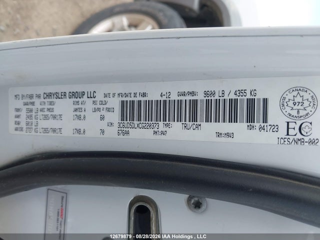 12679879 :رقم المزاد ، 3C6UD5DLXCG220373 vin ، 2012 Ram 2500 Outdoorsman مزاد بيع
