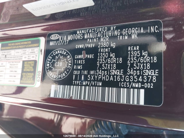 KIA SORENTO EX 2018 5XYPHDA16JG354378 Image 18