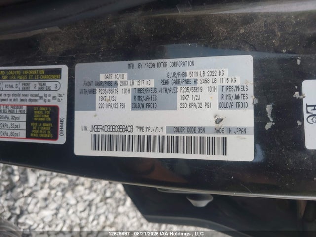 Aukcja sprzedaży 2011 Mazda Cx-7 Gt, vin: JM3ER4D30B0356403, numer aukcji: 12679897