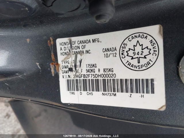 Продаж на аукціоні авто 2013 Honda Civic Touring, vin: 2HGFB2F75DH000020, номер лоту: 12679919