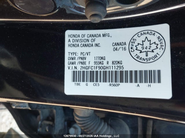 2HGFC1F90GH111295 Honda Civic Touring