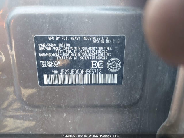 12679937 :رقم المزاد ، JF2SJEDC0HH565712 vin ، 2017 Subaru Forester 2.5i Convenience مزاد بيع
