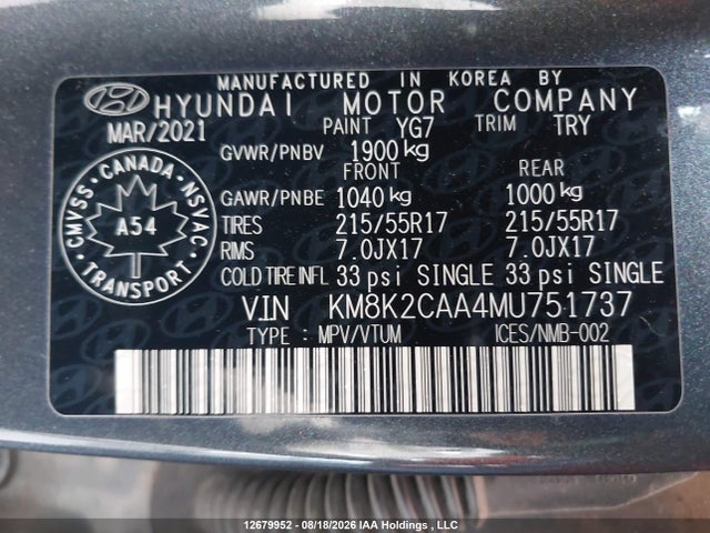 Hyundai Kona Sel 2021 KM8K2CAA4MU751737 Image 19