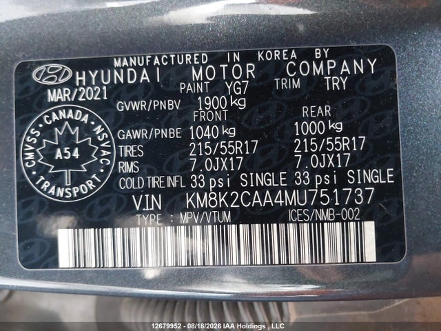 Hyundai Kona Sel 2021 KM8K2CAA4MU751737 Image 9