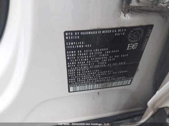 Auction sale of the 2018 Volkswagen Tiguan Se/sel, vin: 3VV2B7AXXJM139141, lot number: 12679955