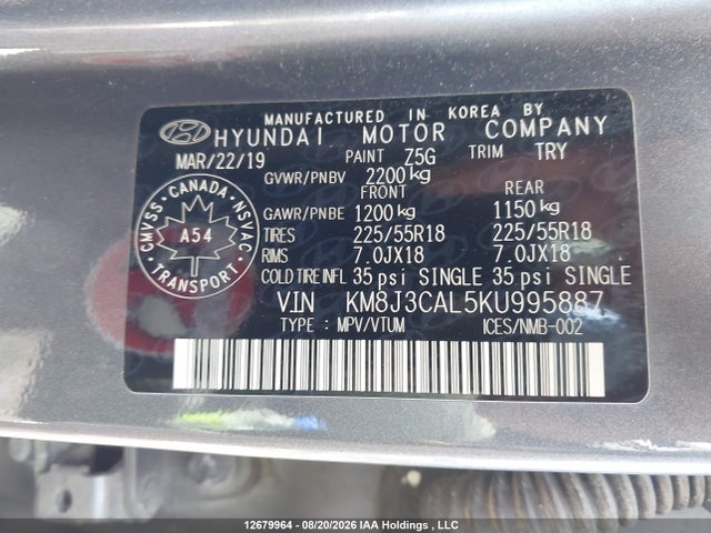 Hyundai Tucson Luxury 2019 KM8J3CAL5KU995887 Image 9