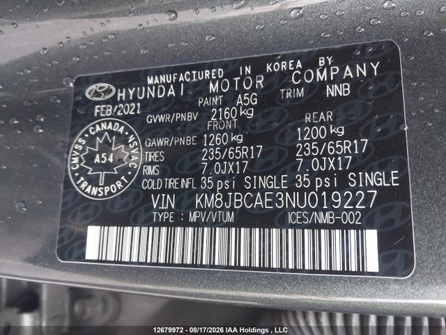 KM8JBCAE3NU019227 Hyundai Tucson Preferred Awd