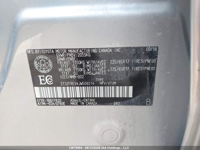 Toyota RAV4 LE 2018 2T3ZFREV4JW509214 Image 9