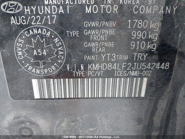 Продаж на аукціоні авто 2018 Hyundai Elantra Sel/value/limited, vin: KMHD84LF2JU542448, номер лоту: 12679989