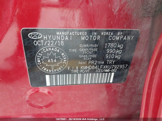 KMHD84LFXKU792957 Hyundai Elantra Preferred