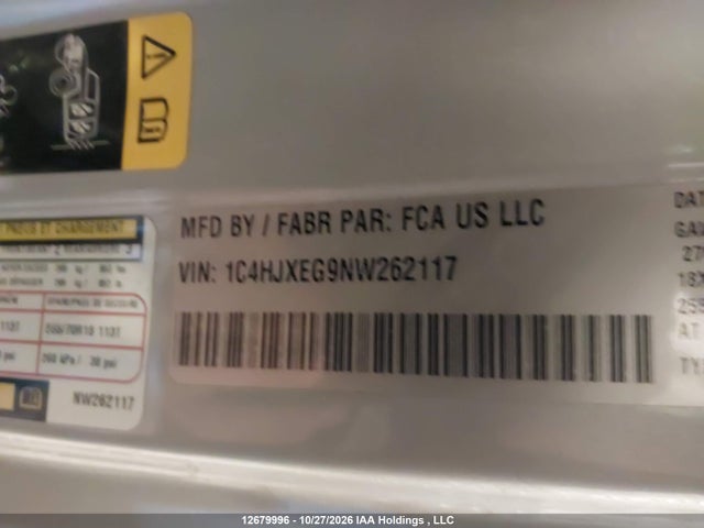 Auction sale of the 2022 Jeep Wrangler Unlimited Sahara, vin: 1C4HJXEG9NW262117, lot number: 12679996