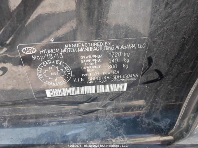 2013 Hyundai Elantra Gl მანქანა იყიდება აუქციონზე, vin: 5NPDH4AE5DH350468, აუქციონის ნომერი: 12680074