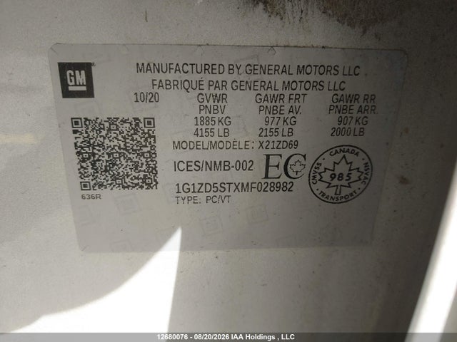 Chevrolet MALIBU LT 2021 1G1ZD5STXMF028982 Image 19