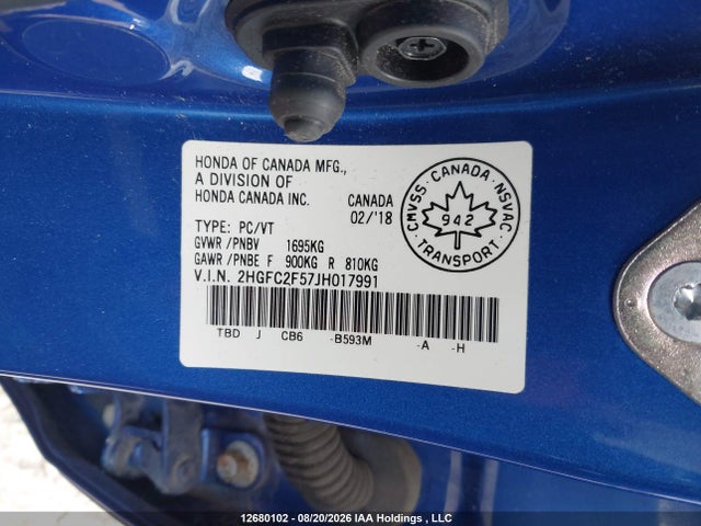 Honda Civic 2018 2HGFC2F57JH017991 Image 9