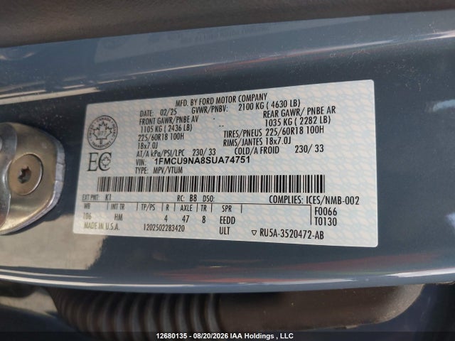 Ford Escape 2025 1FMCU9NA8SUA74751 Image 19