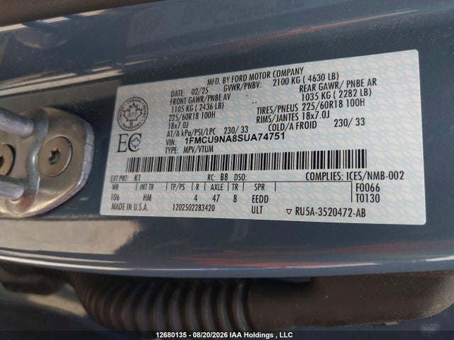 Ford Escape 2025 1FMCU9NA8SUA74751 Image 9