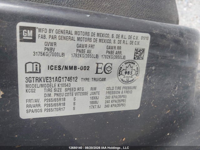 Продажа на аукционе авто 2010 Gmc Sierra K1500 Sle, vin: 3GTRKVE31AG174612, номер лота: 12680140
