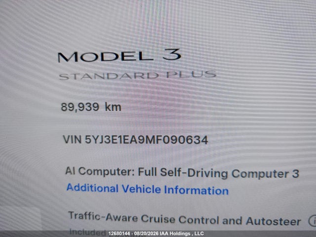 Tesla Model 3 Standard Range/standard Range Plus 2021 5YJ3E1EA9MF090634 Image 15