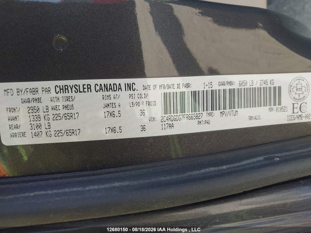 Dodge Grand Caravan Crew 2015 2C4RDGDG7FR665827 Image 9