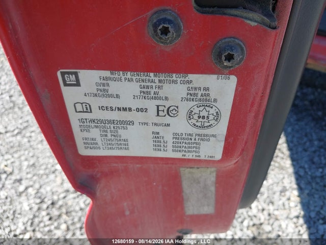 12680159 :رقم المزاد ، 1GTHK29U36E200929 vin ، 2006 Gmc Sierra K2500 Heavy Duty مزاد بيع