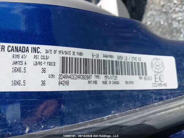 Aukcja sprzedaży 2010 Dodge Grand Caravan Se, vin: 2D4RN4DE2AR382807, numer aukcji: 12680191