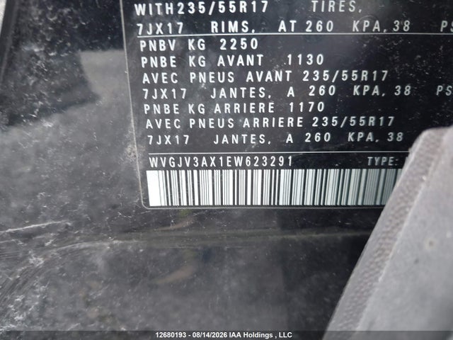 WVGJV3AX1EW623291 Volkswagen Tiguan S/se/sel/r-line