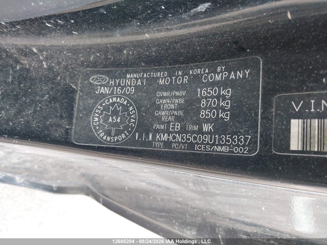 Продаж на аукціоні авто 2009 Hyundai Accent Se, vin: KMHCN35C09U135337, номер лоту: 12680204