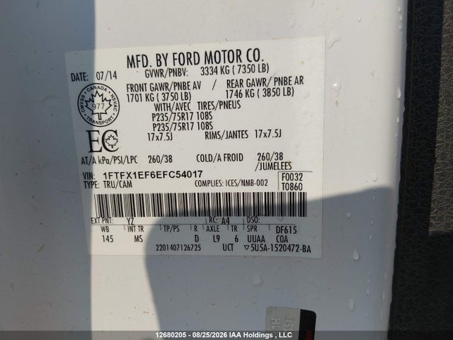 Продаж на аукціоні авто 2014 Ford F150 Super Cab, vin: 1FTFX1EF6EFC54017, номер лоту: 12680205