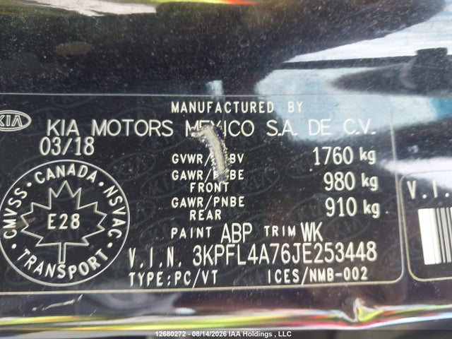 Aukcja sprzedaży 2018 Kia Forte Lx/s, vin: 3KPFL4A76JE253448, numer aukcji: 12680272