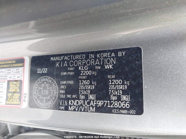 Aukcja sprzedaży 2023 Kia Sportage Lx, vin: KNDPUCAF9P7128066, numer aukcji: 12680273