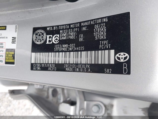 Toyota Corolla Le/xle 2022 5YFBPMBE3NP344035 Image 18