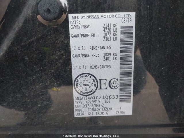 5N1AT2MVXLT710633 Nissan Rogue S/sl/sv