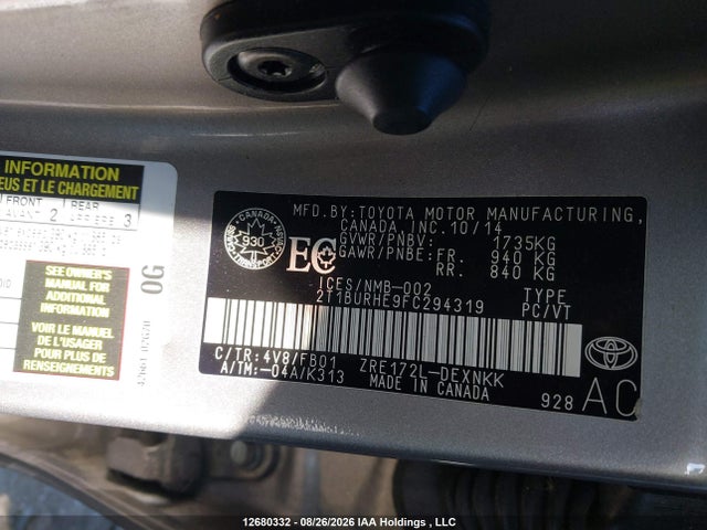 Toyota COROLLA LE 2015 2T1BURHE9FC294319 Image 9