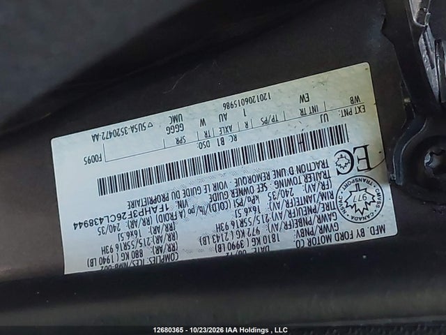 Auction sale of the 2012 Ford Focus Se, vin: 1FAHP3F26CL438944, lot number: 12680365