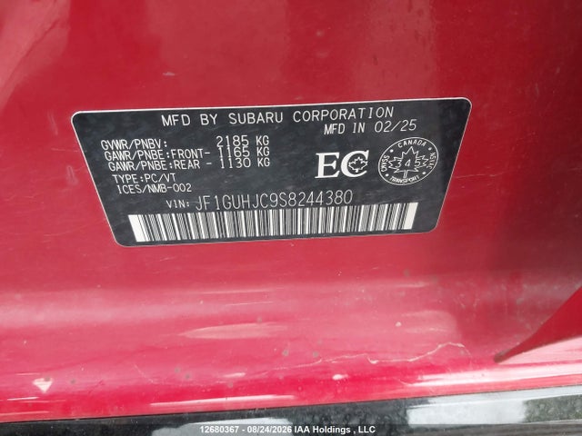 Продаж на аукціоні авто 2025 Subaru Impreza, vin: JF1GUHJC9S8244380, номер лоту: 12680367