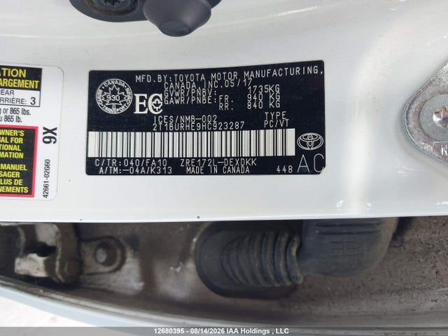 2T1BURHE9HC923287 Toyota Corolla L/le/xle/se/xse