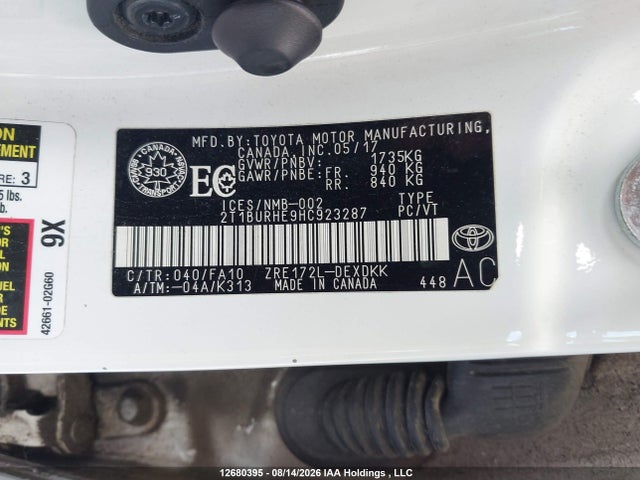 2T1BURHE9HC923287 Toyota Corolla L/le/xle/se/xse