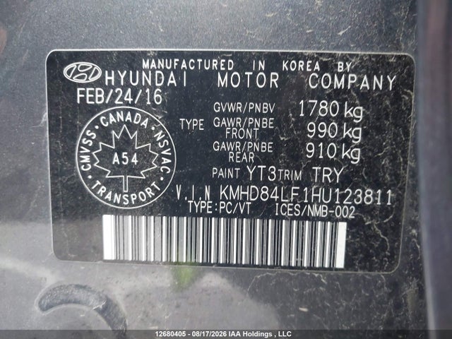 2017 Hyundai Elantra Se/value/limited მანქანა იყიდება აუქციონზე, vin: KMHD84LF1HU123811, აუქციონის ნომერი: 12680405