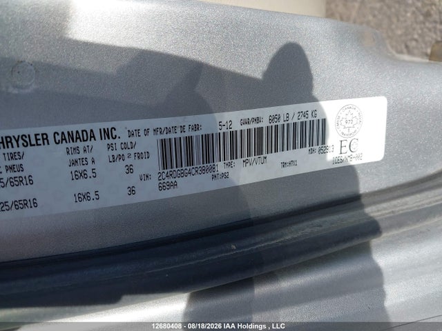 Продаж на аукціоні авто 2012 Dodge Grand Caravan Se, vin: 2C4RDGBG4CR380081, номер лоту: 12680408