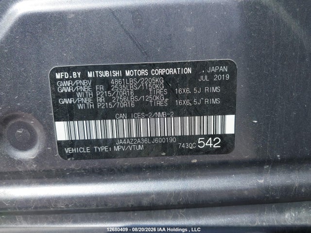 Mitsubishi Outlander 2020 JA4AZ2A36LJ600190 Image 9